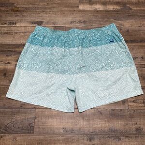 Chubbies Teal and White Patterned Swim Trunks Shorts